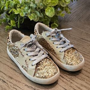 Gold Glitter Leopard Sneakers Size 10